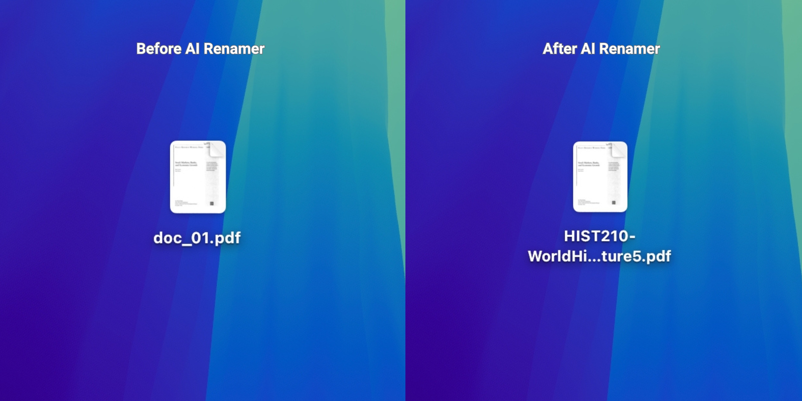 Before AI Renamer - After AI Renamer