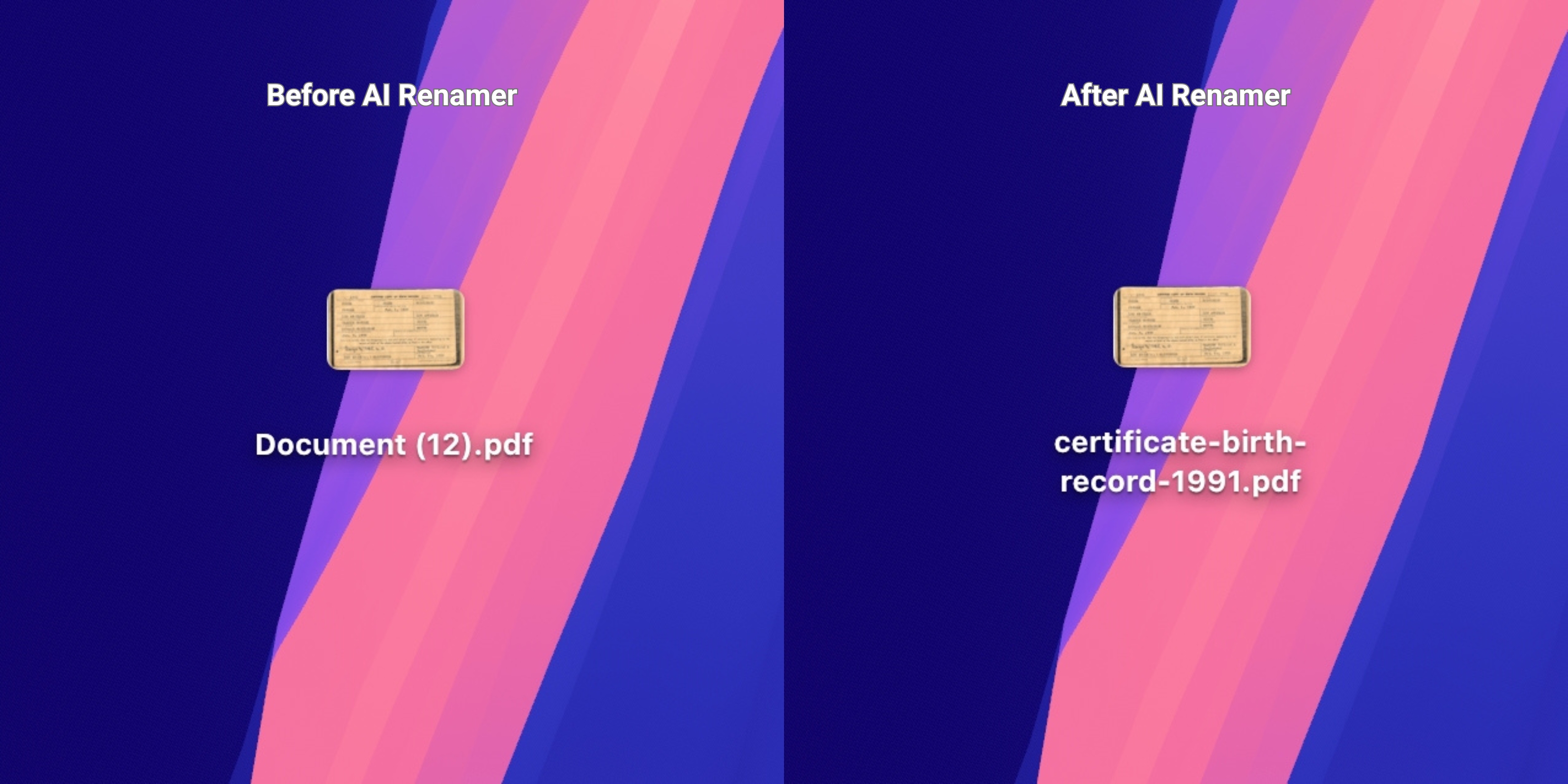 Before AI Renamer After AI Renamer