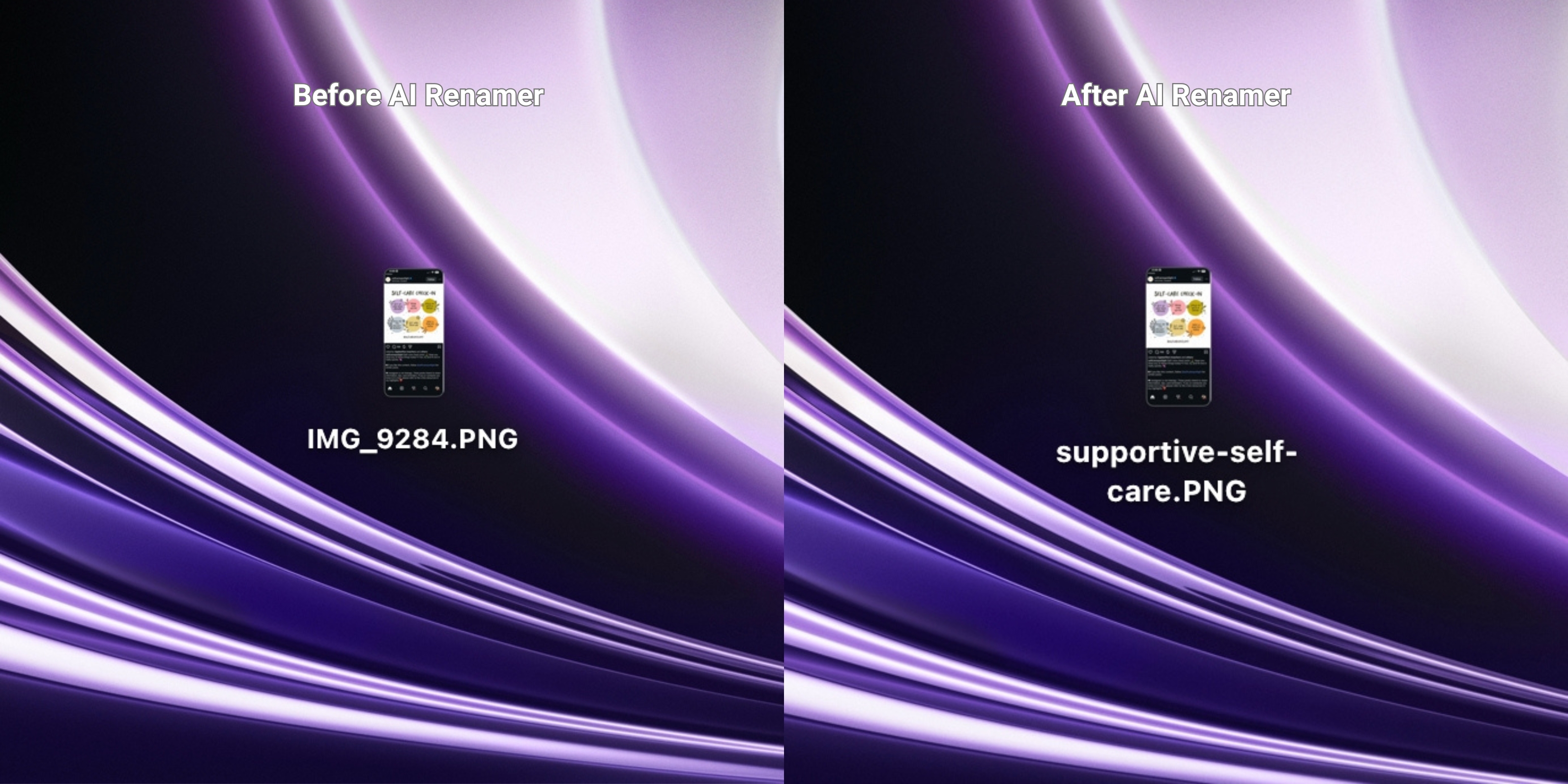 Before AI Renamer After AI Renamer