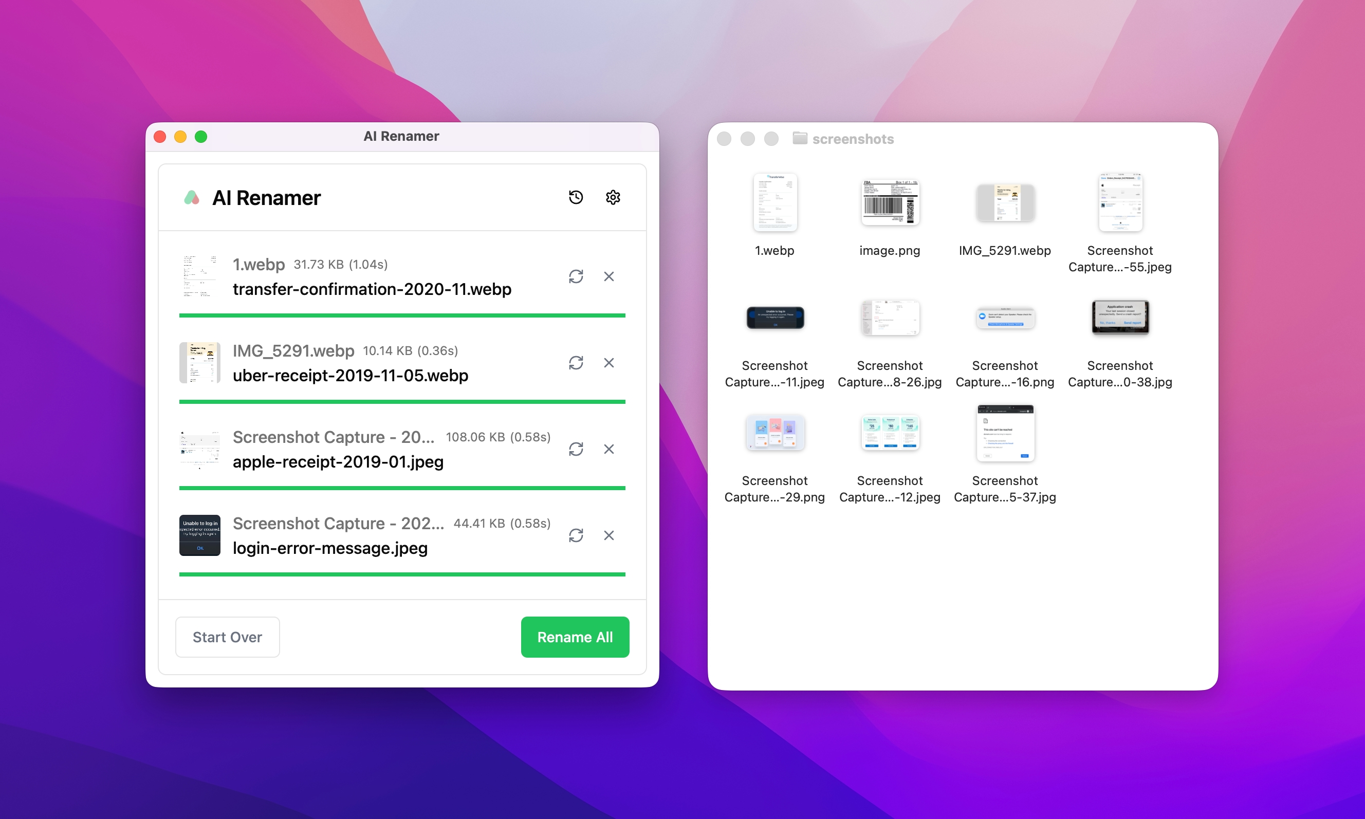 Step-by-Step: How to Rename 1000+ Screenshots with AI Step 3: Let AI Analyze the Screenshots