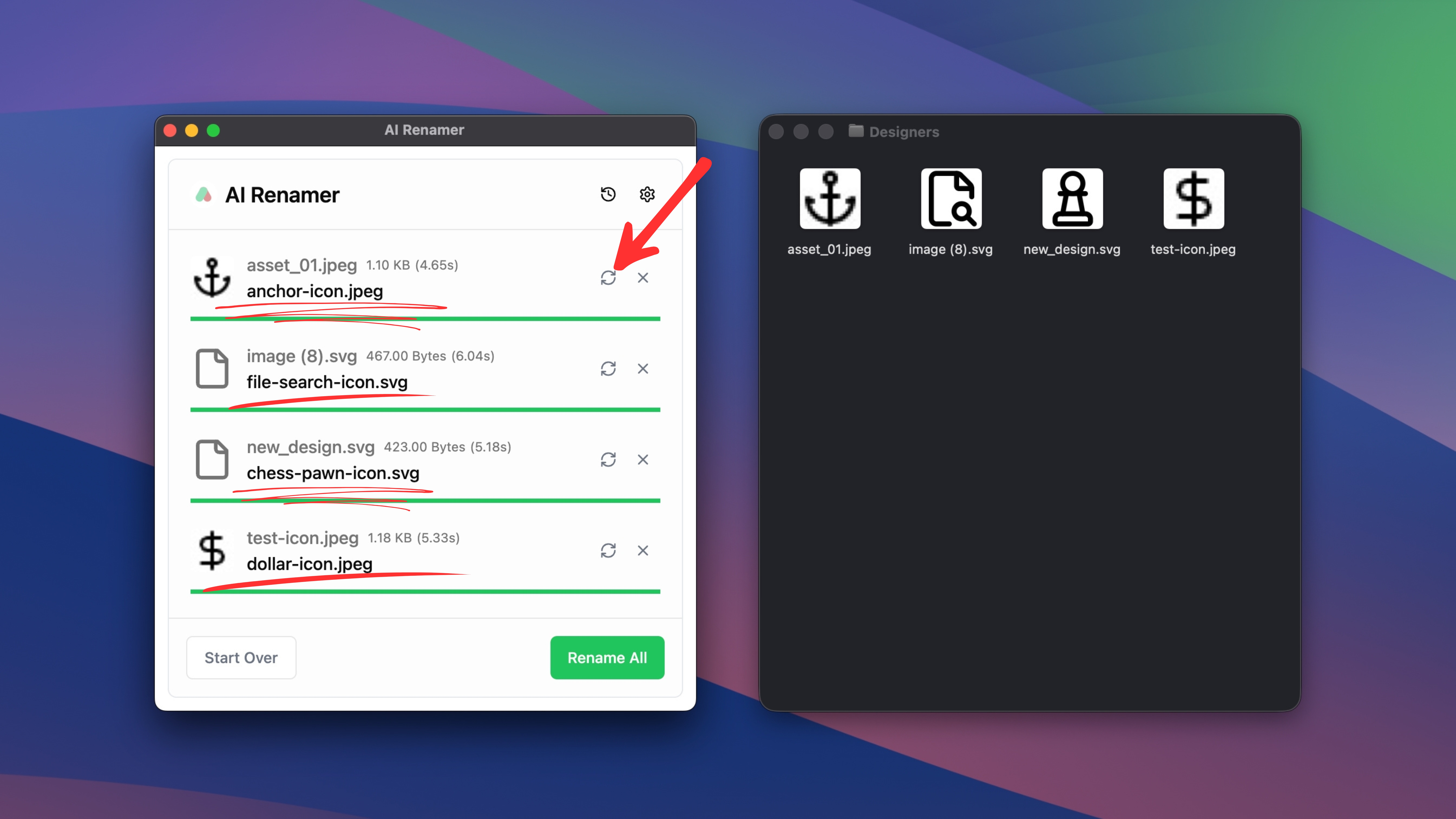 AI Renamer - Preview the AI-Generated Names