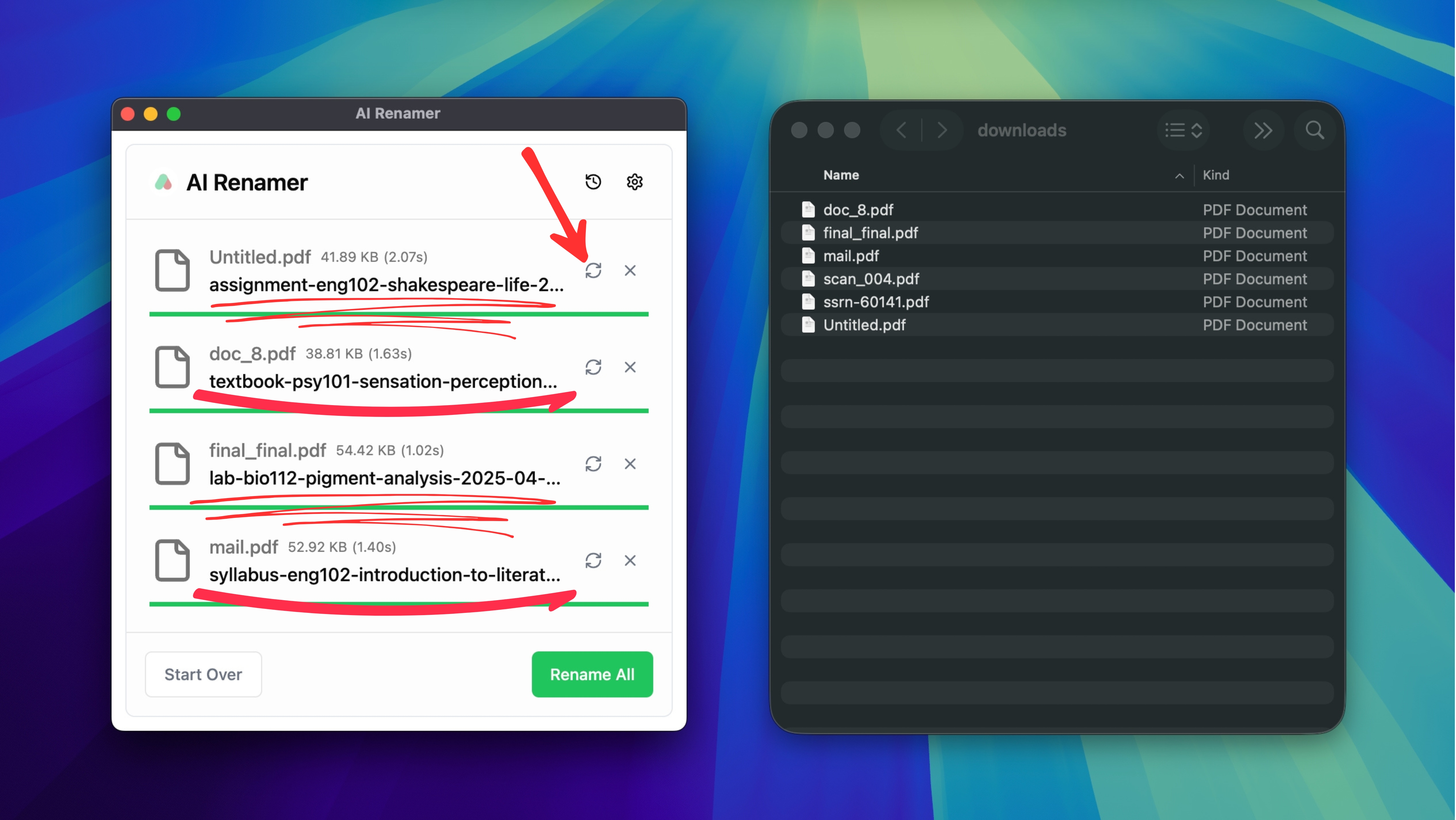 Preview the AI-Generated Names on AI Renamer