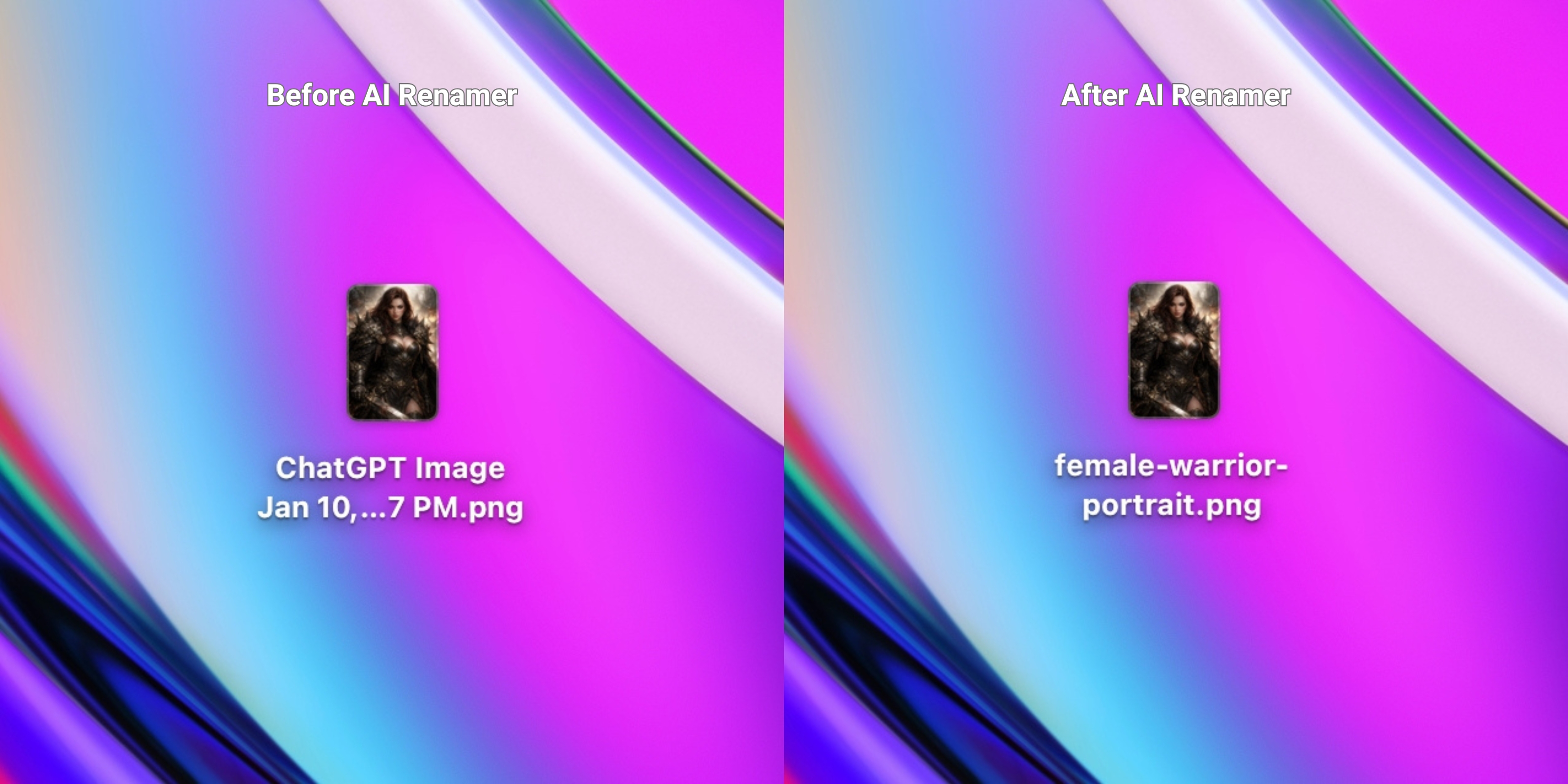 Before AI Renamer After AI Renamer