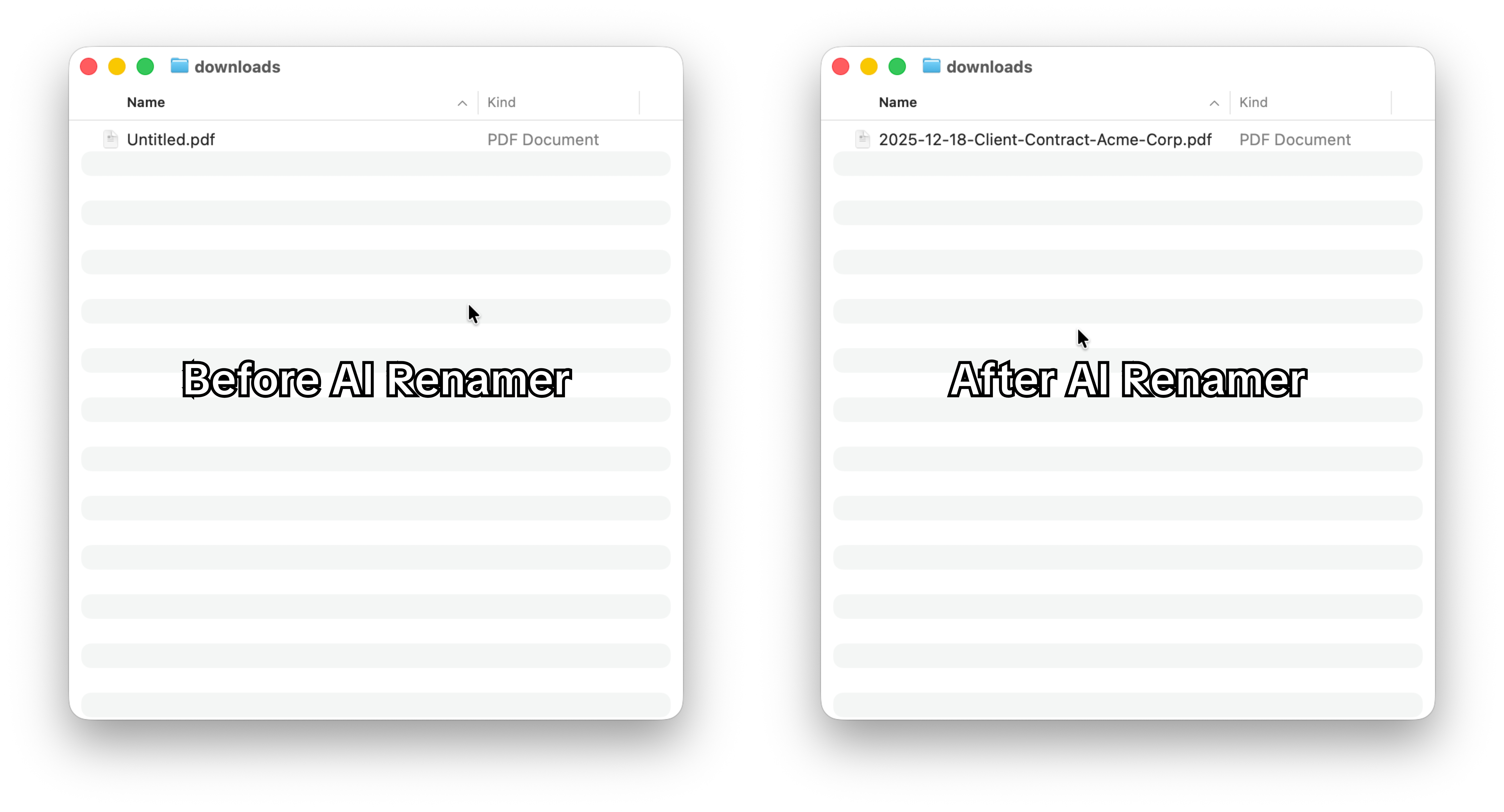 Before AI Renamer After AI Reanamer