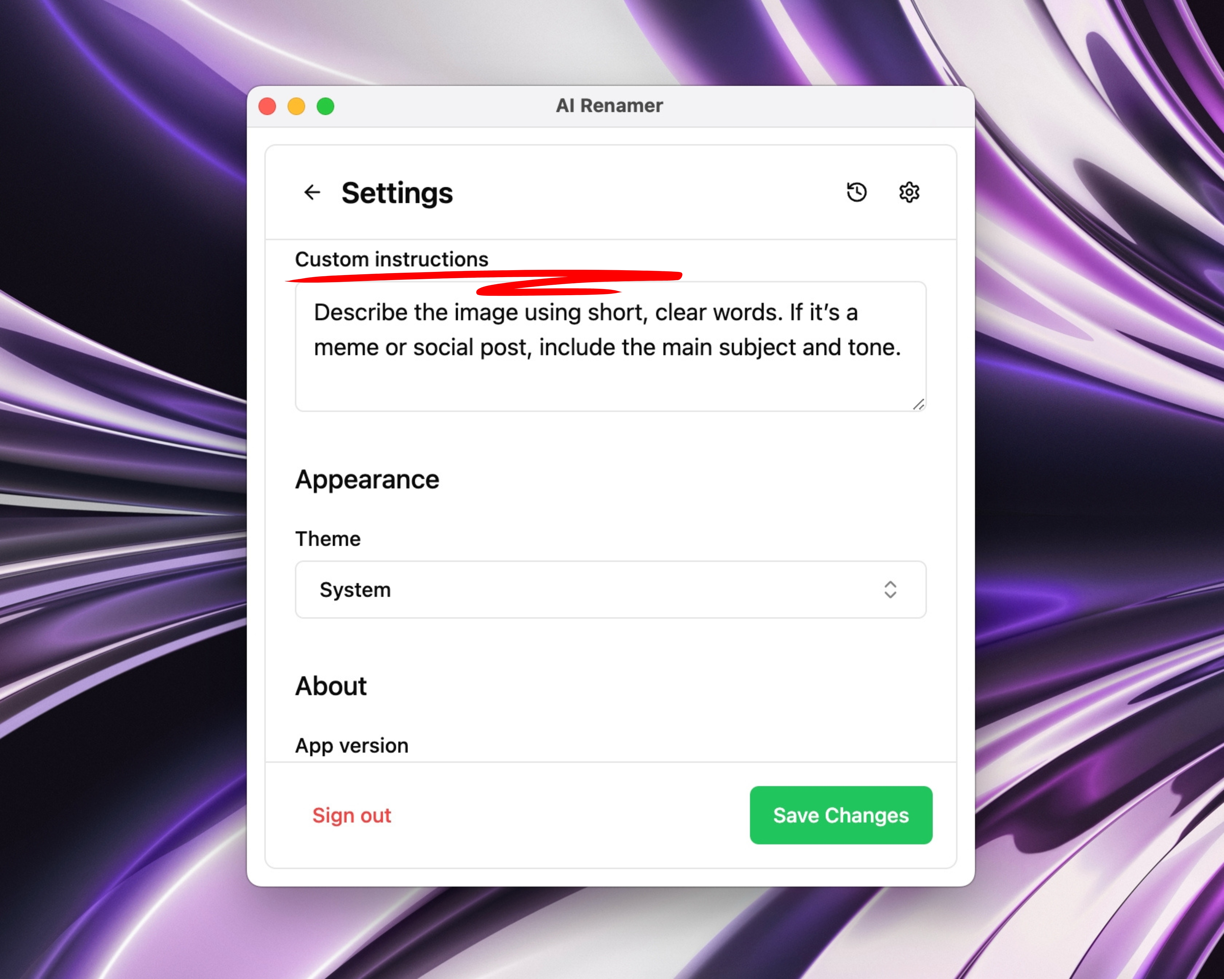 Using Custom Instructions for Consistent Social Media Naming on AI Renamer