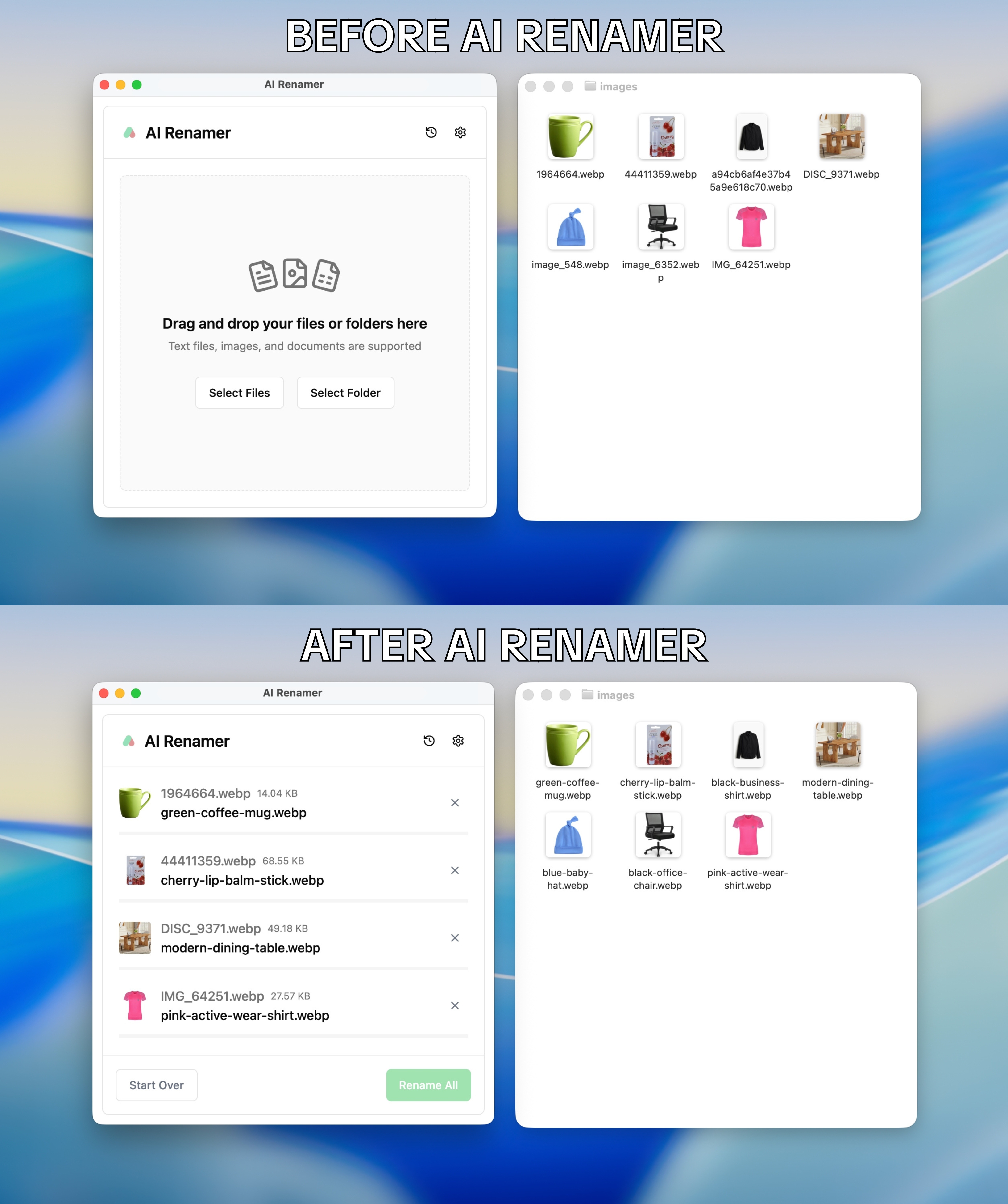 Before AI Renamer After AI Renamer