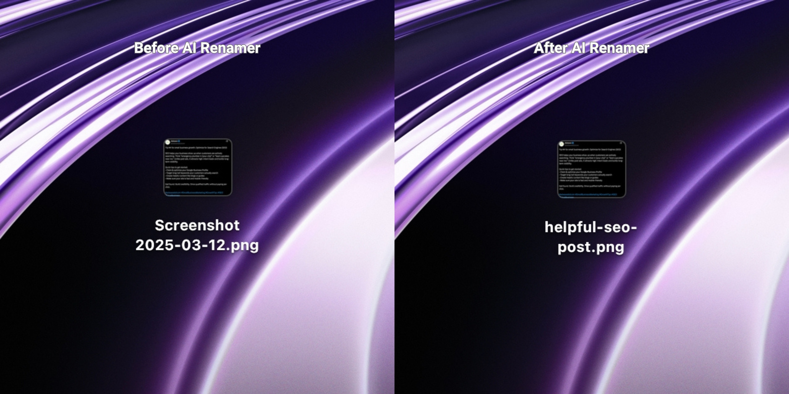 Before AI Renamer After AI Renamer