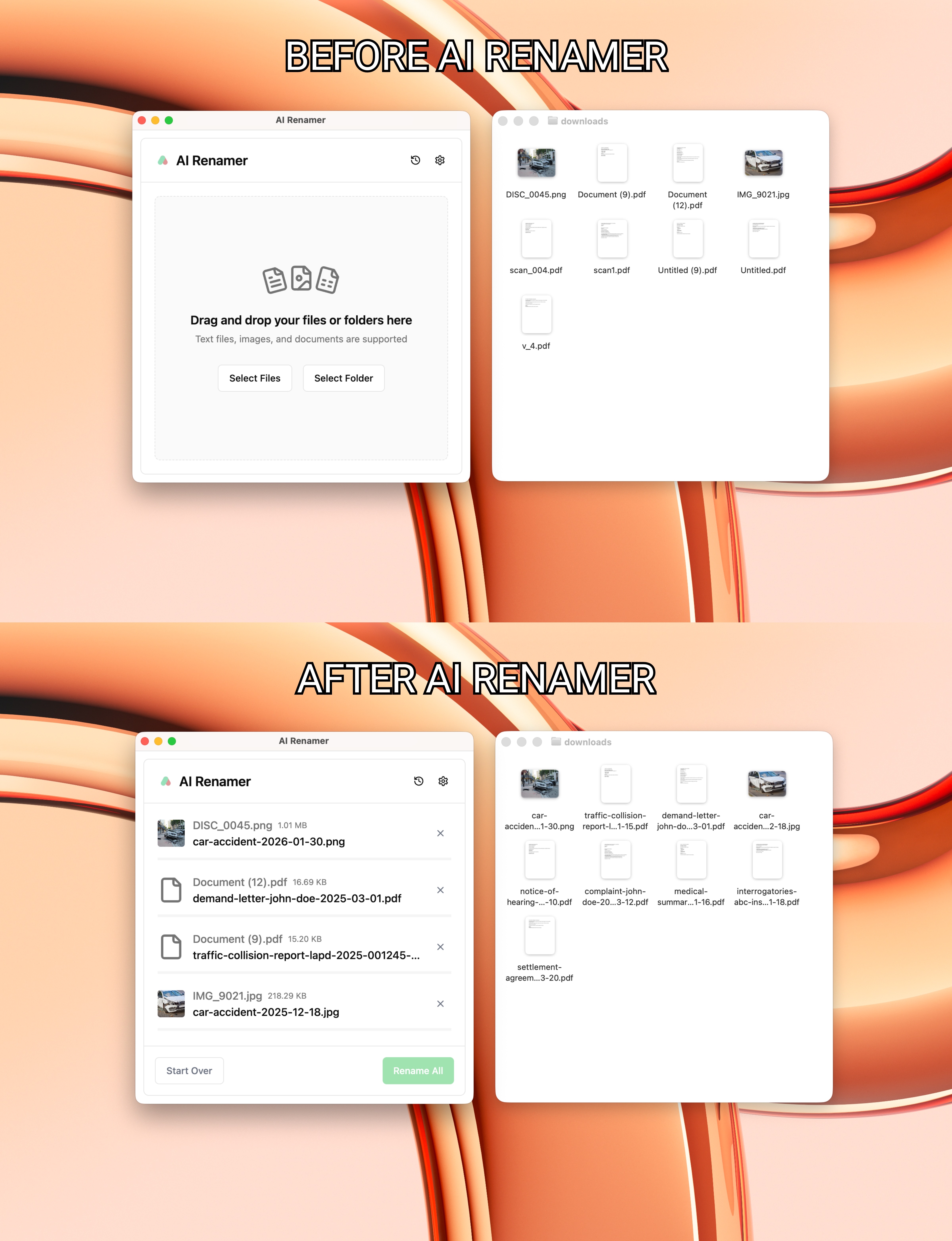 Before AI Renamer After AI Renamer