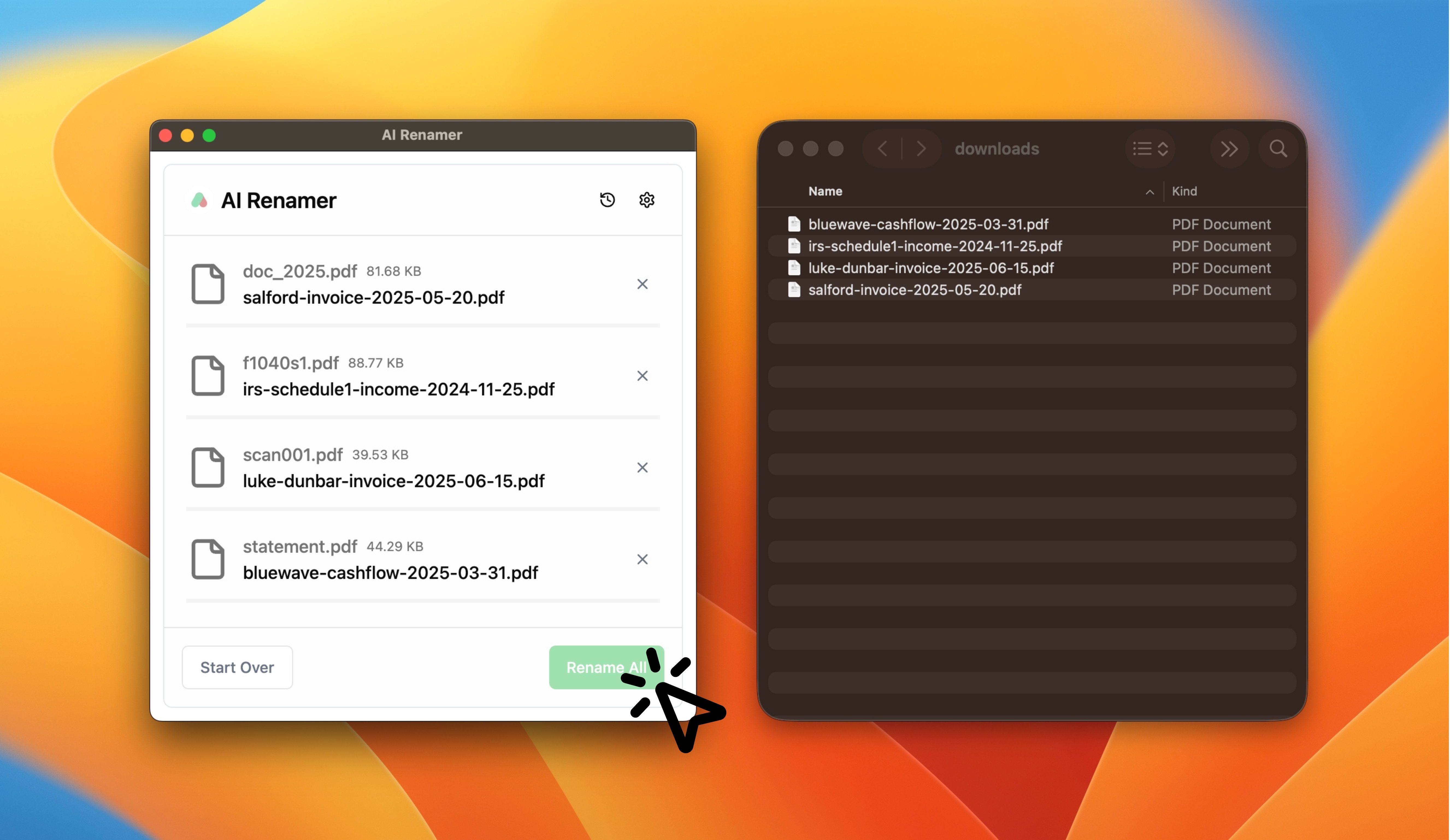 Rename All PDFs in One Click on AI Renamer