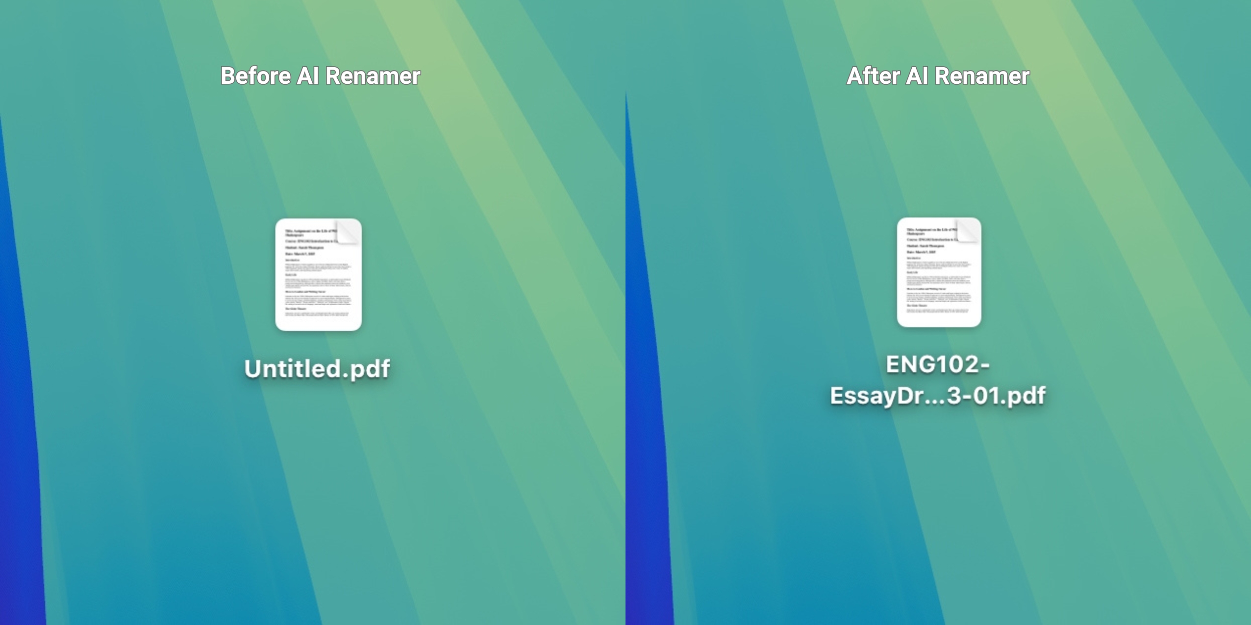 Before AI Renamer - After AI Renamer