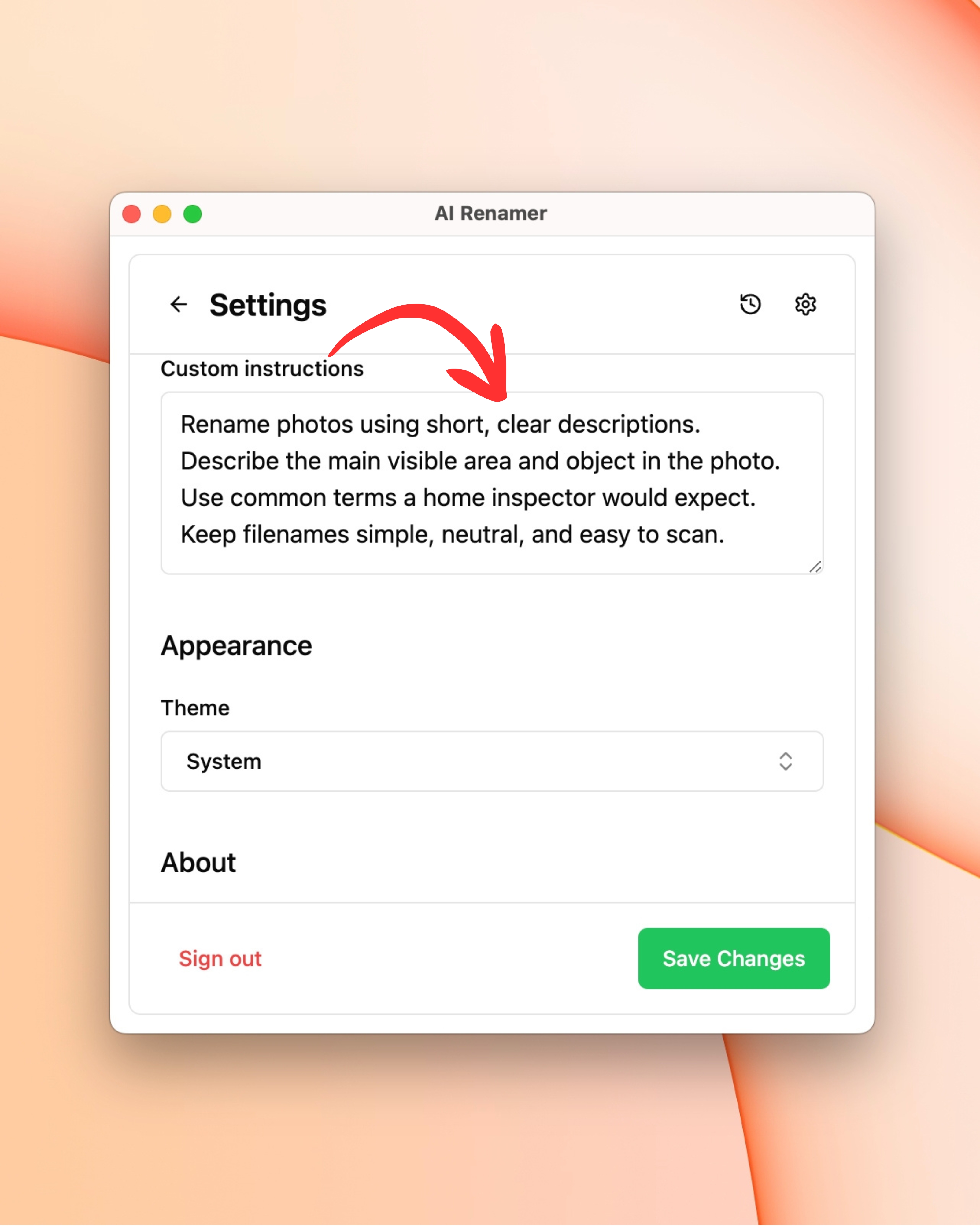 Using Custom Instructions for Consistent Home Inspection Naming
