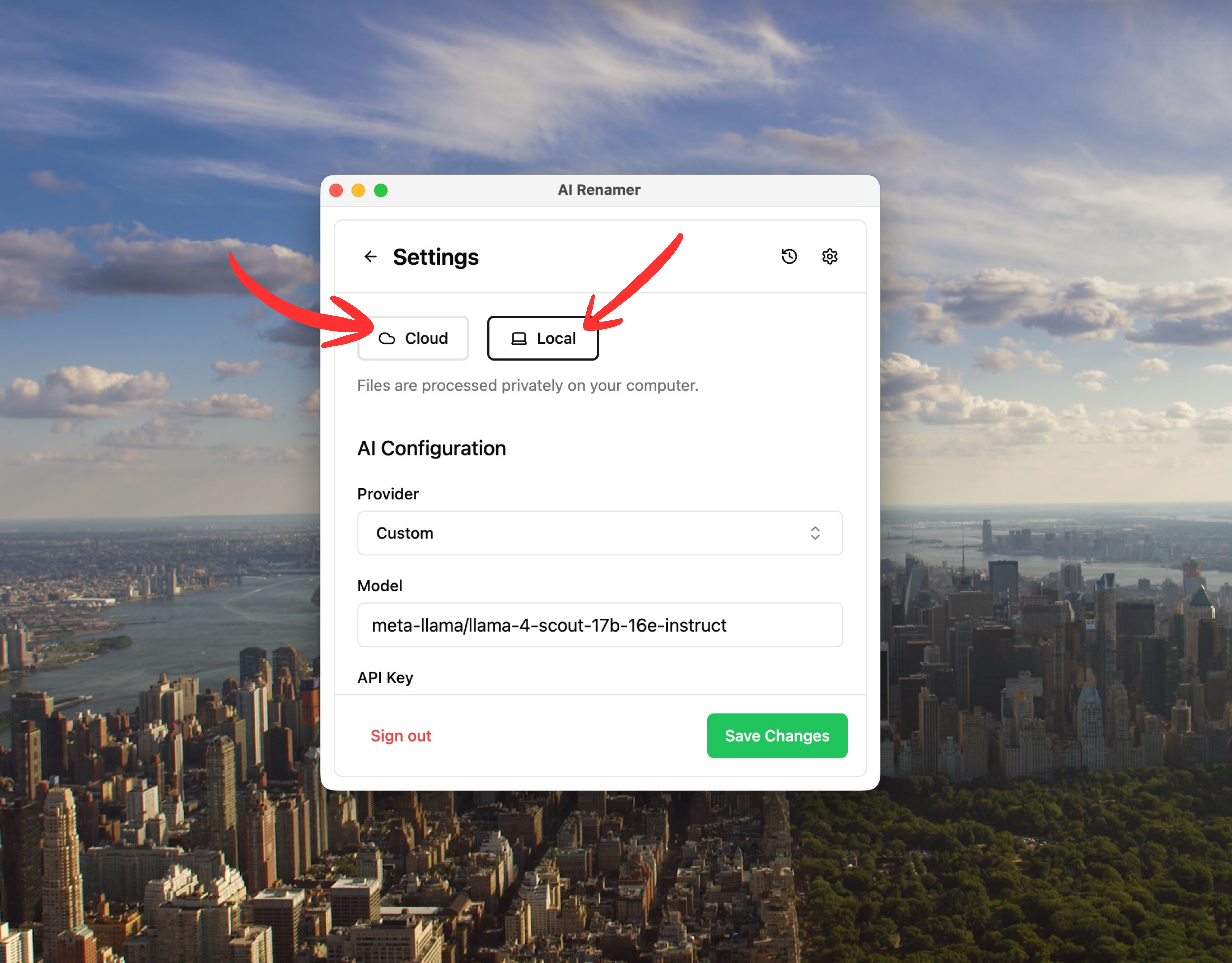 Choose Cloud Mode or Local Mode (recommended for insurance use)