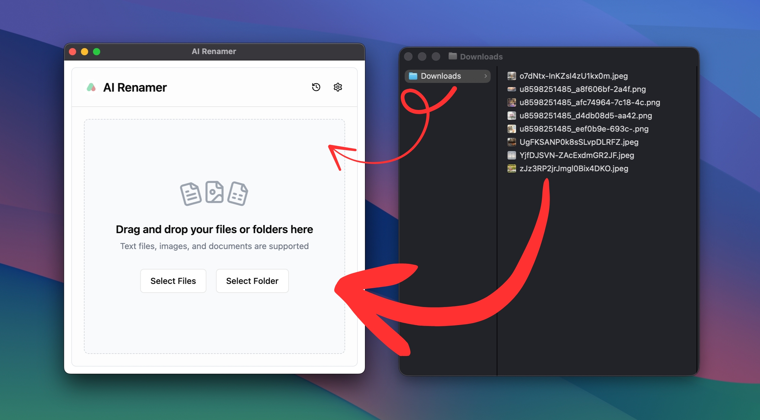 Drag and drop your AI-generated images into AI Renamer