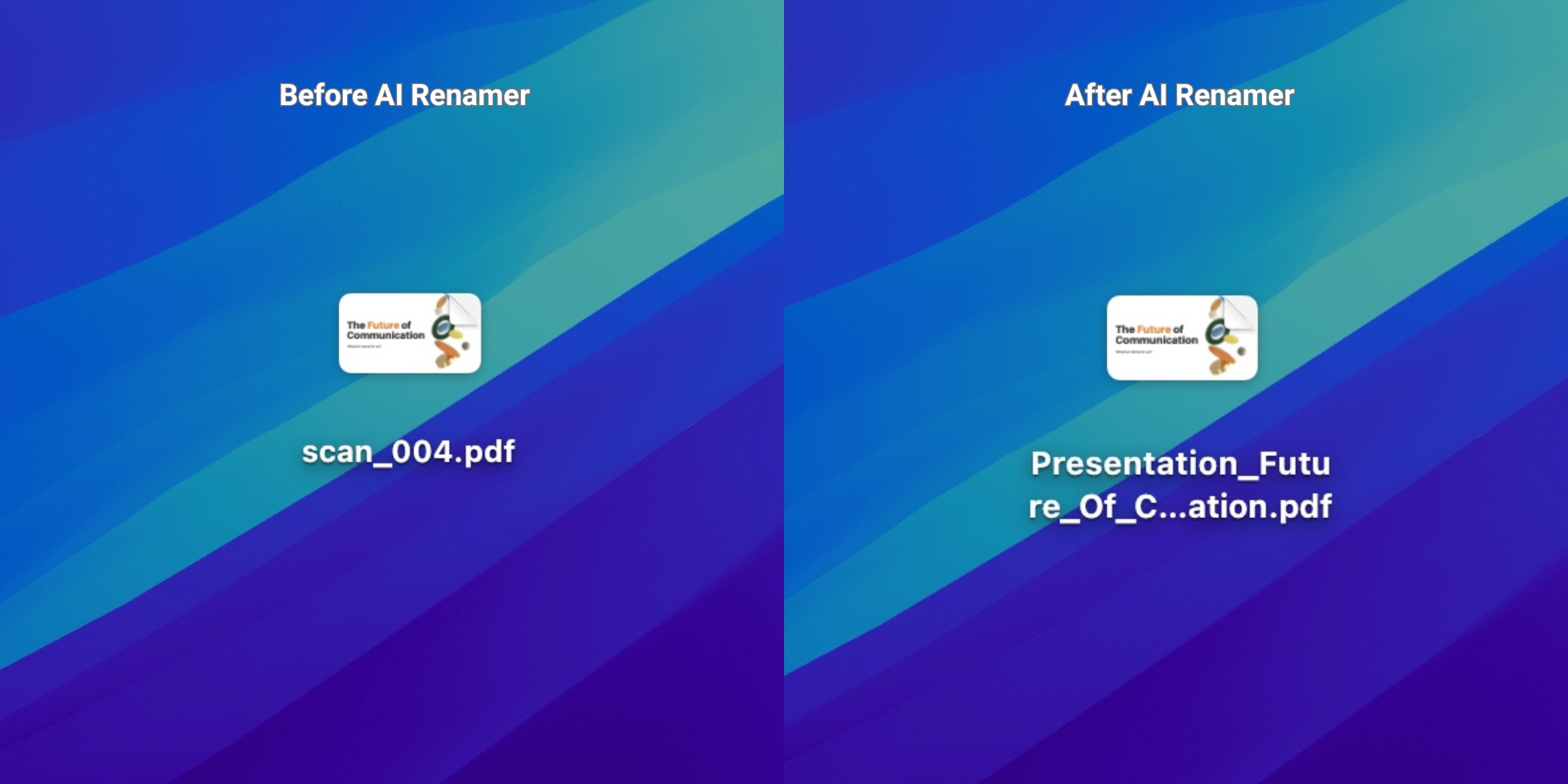 Before AI Renamer - After AI Renamer