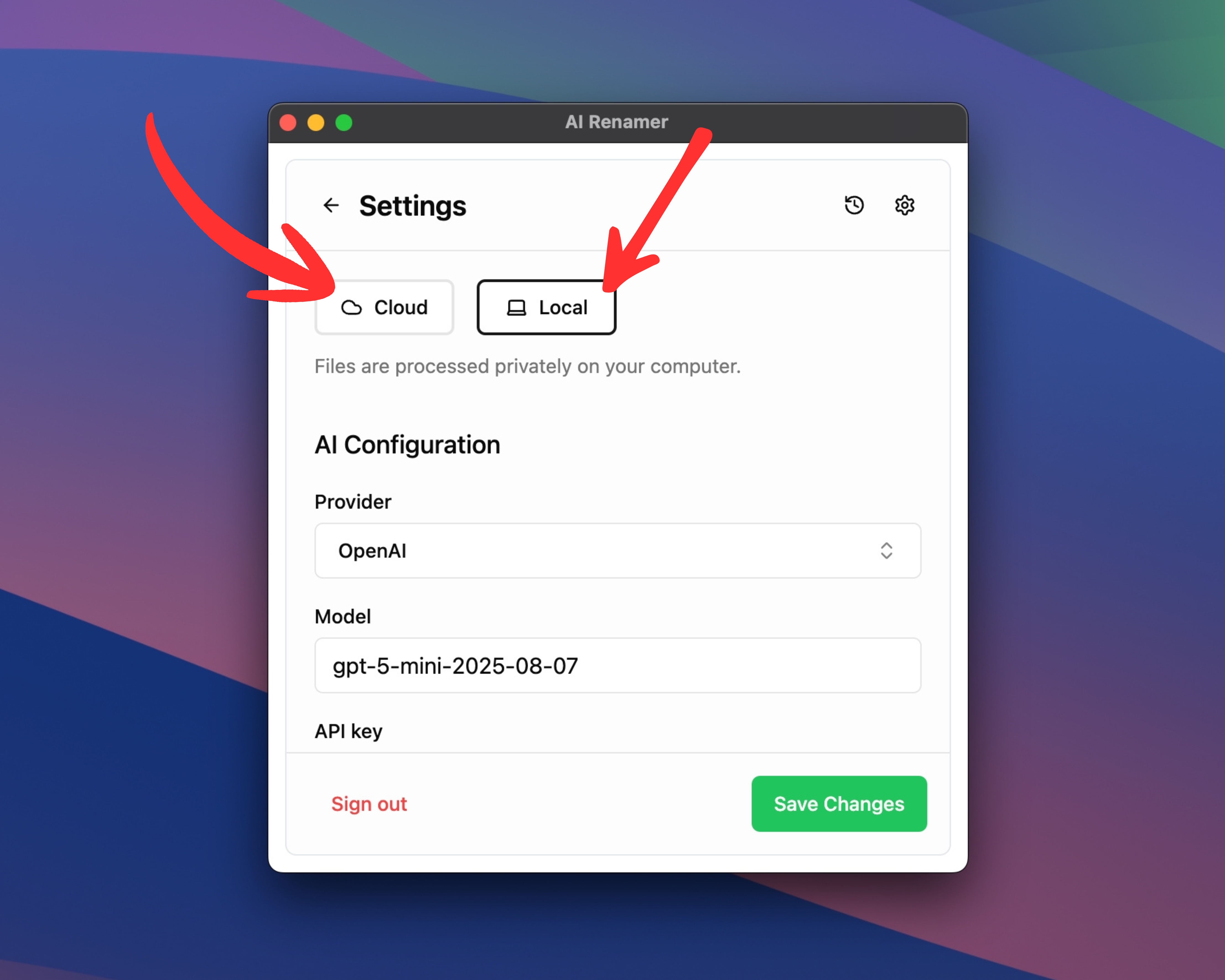 AI Renamer - Choose Local Mode or Cloud Mode