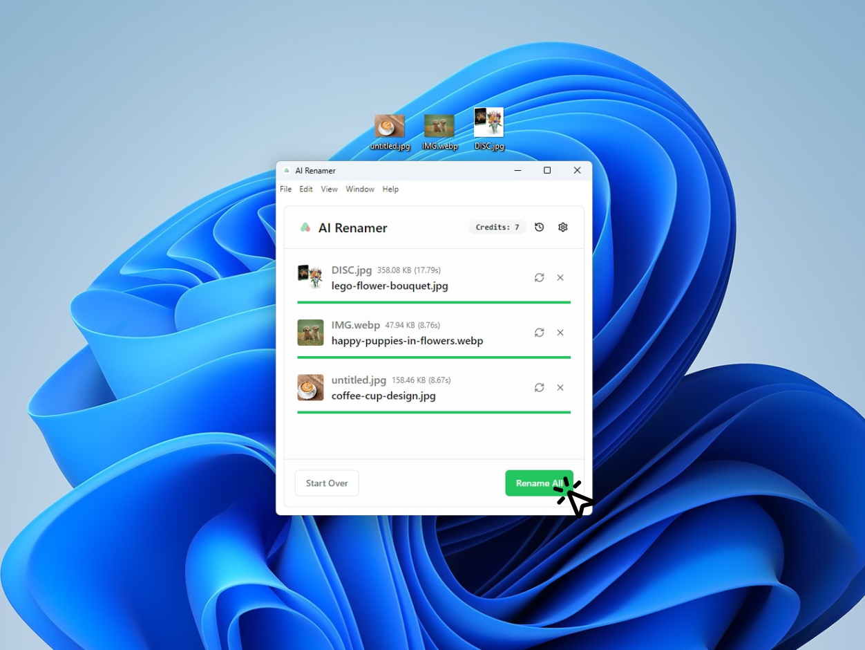 AI Renamer Rename All button on Windows
