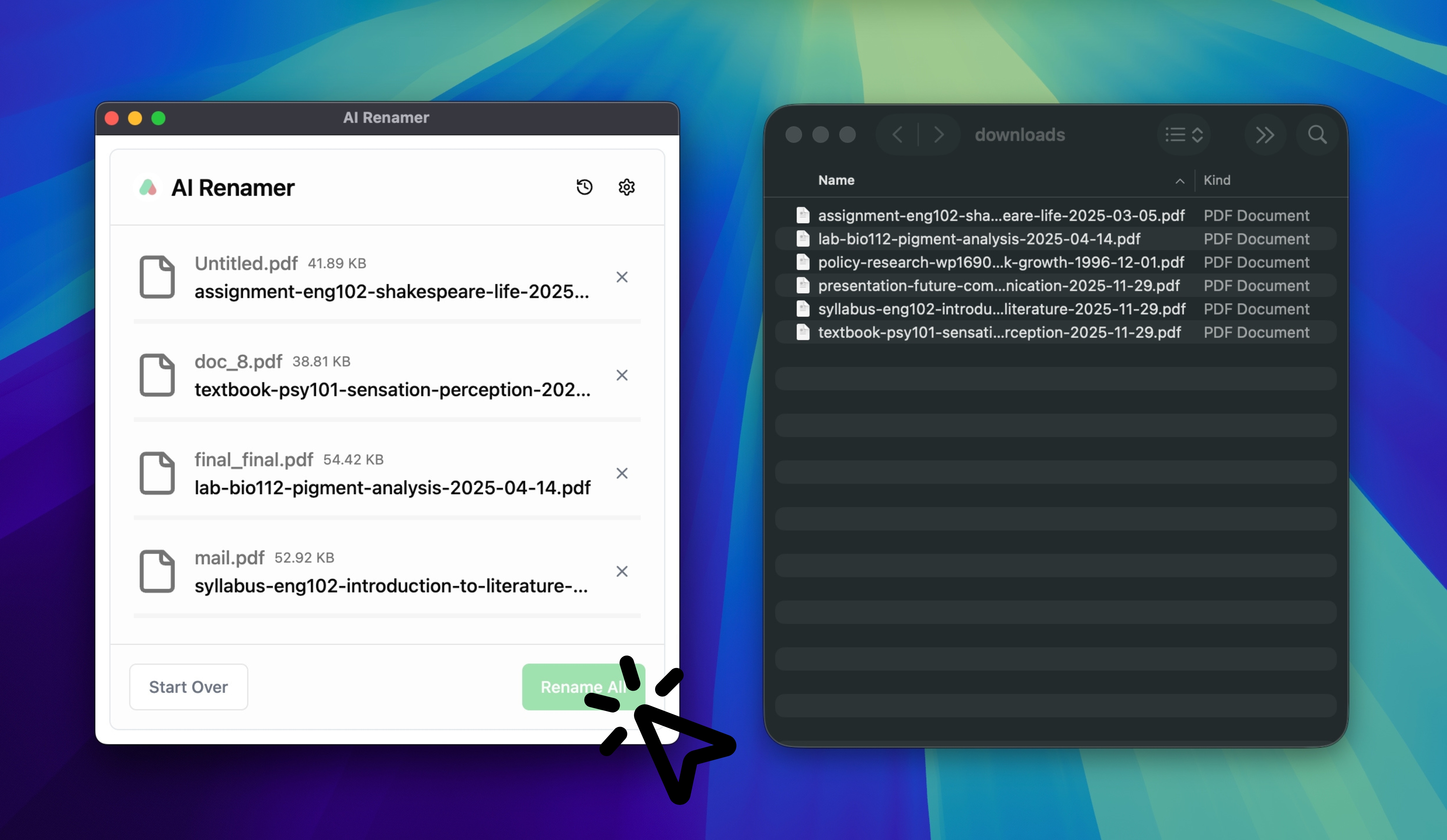 Rename All PDFs in One Click on AI Renamer