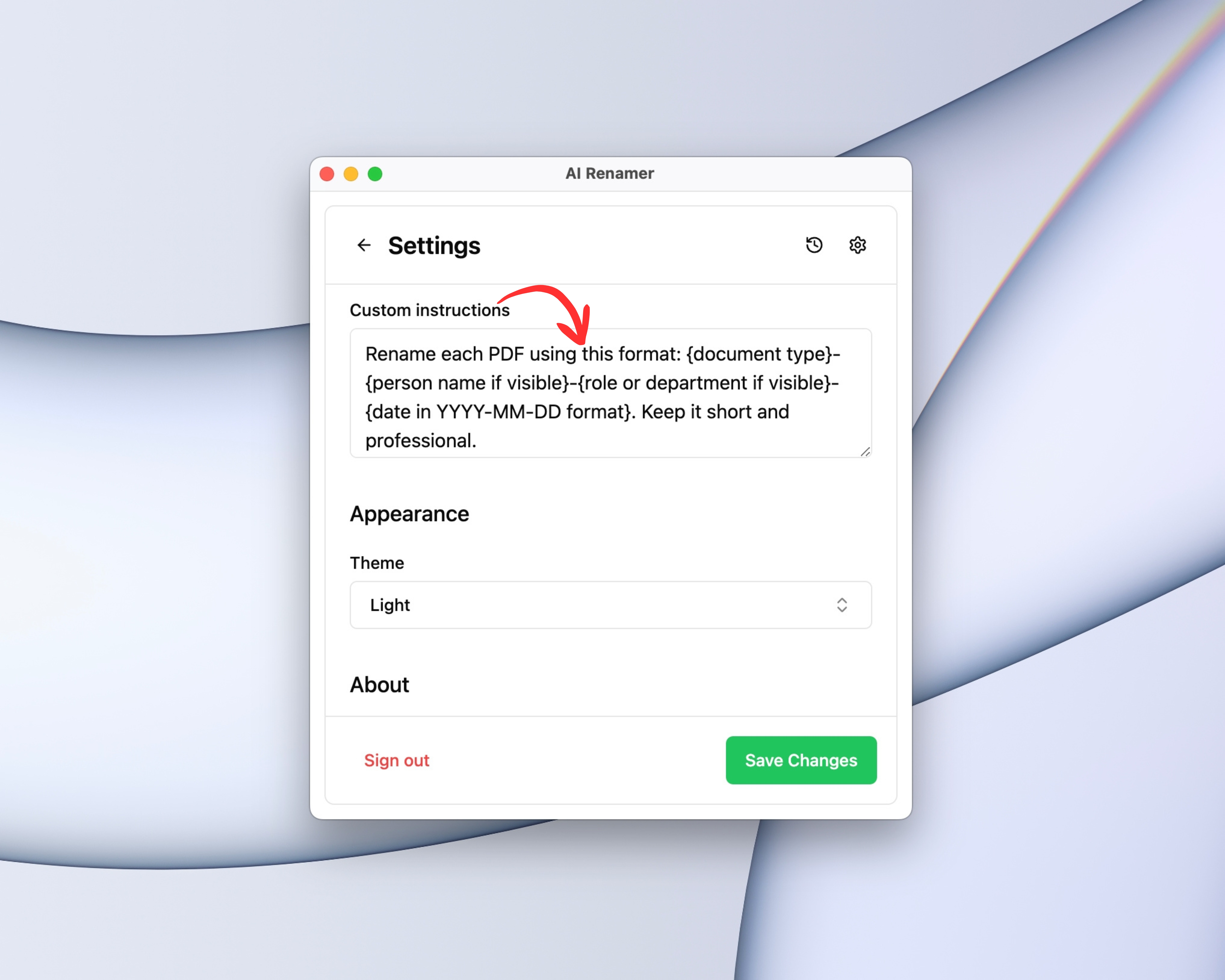 Using Custom Instructions for Consistent HR Document Naming